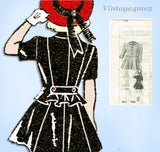 1940s Vintage Marian Martin Pattern 9241 Cute Uncut Little Girls Peplum Suit Sz 8