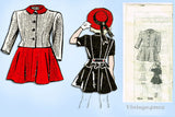1940s Vintage Marian Martin Pattern 9241 Cute Uncut Little Girls Peplum Suit Sz 8