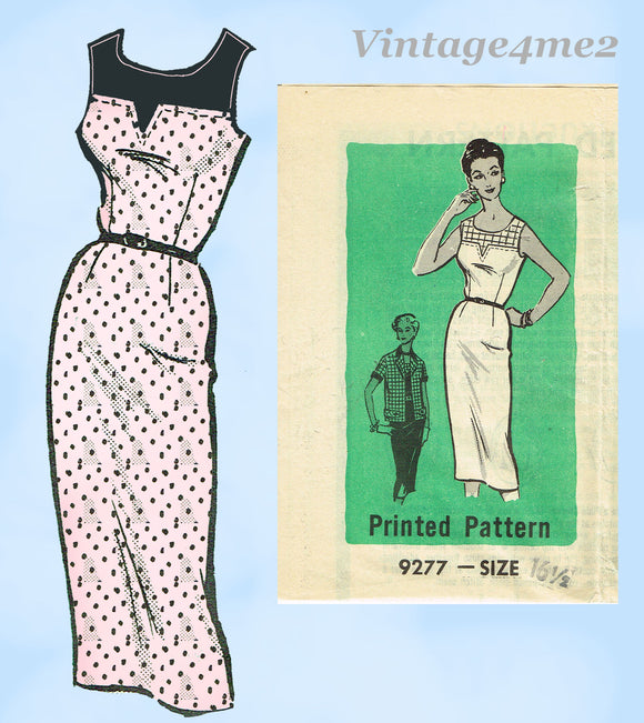 1950s Vintage Marian Martin Sewing Pattern 9277 Stunning Misses Slender Dress Sz 35 B