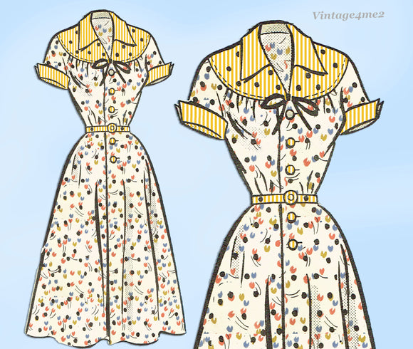 Marian Martin 9279: 1950s Misses Street Dress Sz 34 Bust Vintage Sewing Pattern