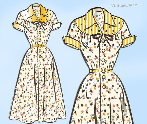 Marian Martin 9279: 1950s Misses Street Dress Sz 36 Bust Vintage Sewing Pattern