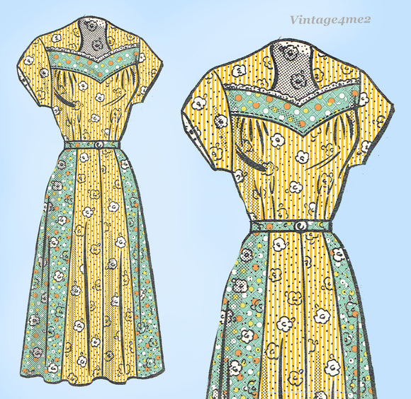 Marian Martin 9294: 1940s Misses Saddle Shoulder Dress 38B Vintage Sewing Pattern