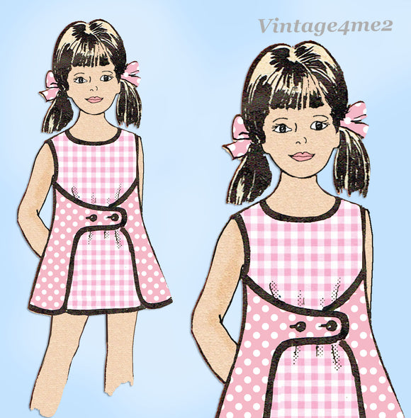 1970s Vintage Marian Martin Sewing Pattern 9301 Uncut Little Girls Wrap Dress Sz 8