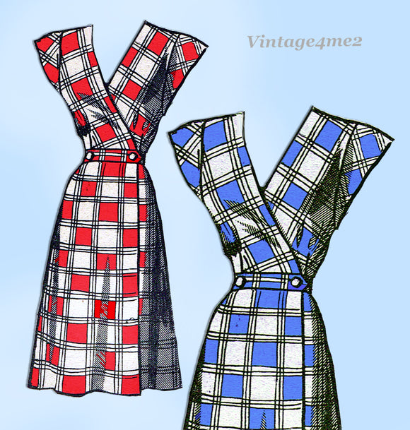 Marian Martin 9320: 1940s Misses WWII Wrap Dress Sz 34 B Vintage Sewing Pattern