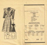 Marian Martin 9320: 1940s Misses WWII Wrap Dress Sz 34 B Vintage Sewing Pattern