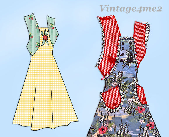 Marian Martin 9326: 1940s Misses WWII Farm Kitchen Apron Sz SM Vintage Sewing Pattern