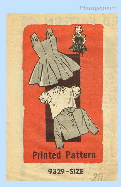 1950s Vintage Marian Martin Sewing Pattern 9329 Toddler Girls Jumper Suit Size 2
