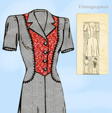 1940s Vintage Marian Martin Sewing Pattern 9341 Stunning Misses WWII Dress Sz 34 B