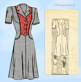 1940s Vintage Marian Martin Sewing Pattern 9341 Stunning Misses WWII Dress Sz 34 B