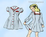 1940s Vintage Marian Martin Pattern 9375 Cute Uncut Little Girls Sailor Dress Sz 8
