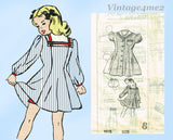 1940s Vintage Marian Martin Pattern 9375 Cute Uncut Little Girls Sailor Dress Sz 8