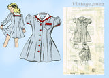 1940s Vintage Marian Martin Pattern 9375 Cute Uncut Little Girls Sailor Dress Sz 8