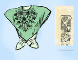 Marian Martin 9471: 1940s Rare Misses Embroidered Wrap Blouse 32 B Vintage Sewing Pattern
