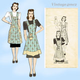 1940s Vintage Marian Martin Sewing Pattern 9553 Misses WWII Apron Sz 40-42 Bust