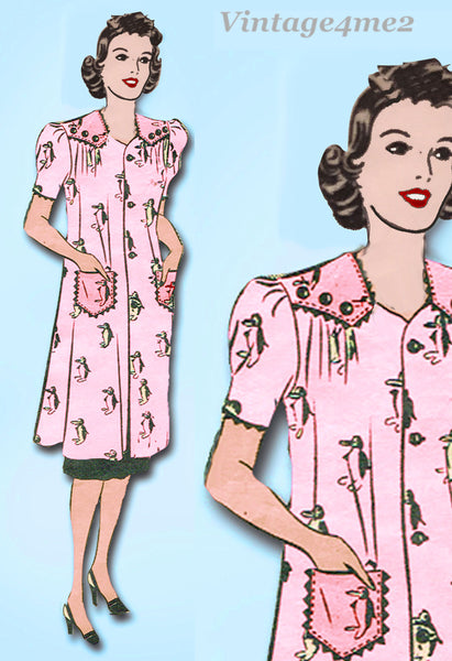 Marian Martin 9845: 1930s Misses Artists Smock Sz 38 Bust Vintage Sewing Pattern