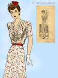 1940s Vintage Marian Martin Sewing Pattern 9998 Uncut Misses WWII Street Dress 38B