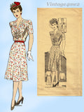 1940s Vintage Marian Martin Sewing Pattern 9998 Uncut Misses WWII Street Dress 38B