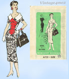 Prominent Designer A751: 1950s Glamorous Uncut Slender Dress Sz 30 B Vintage Sewing Pattern