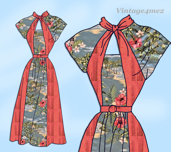 1950s Vintage Anne Adams Sewing Pattern 4988 Misses Keyhole Dress Sz 32 B