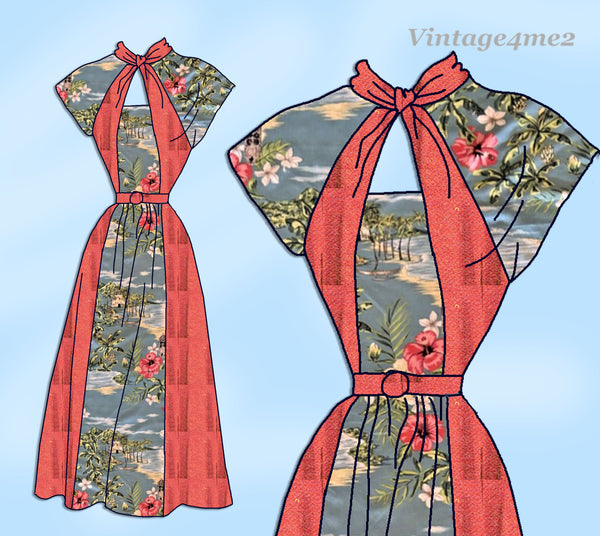 1950s Vintage Anne Adams Sewing Pattern 4988 Misses Keyhole Dress Sz 32 B