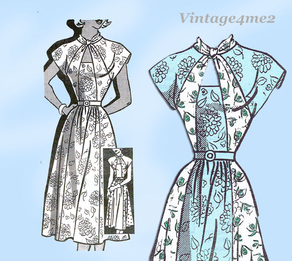 1950s Vintage Anne Adams Sewing Pattern 4988 Misses Keyhole Dress Sz 32 B