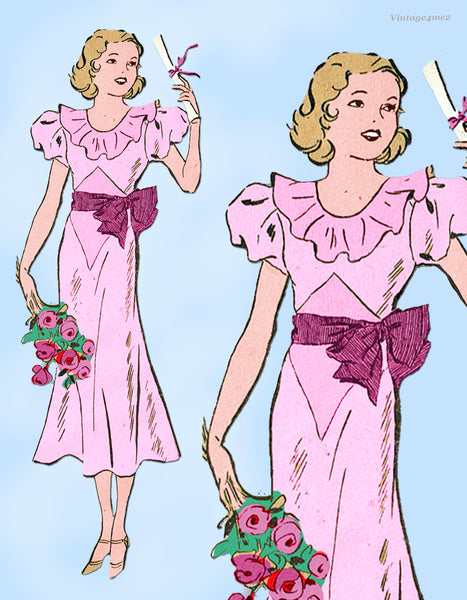 Anne Adams 2587: 1930s Misses Graduation Dress Vintage Sewing Pattern Vintage4me2 Anne Adams 2587: 1930s Misses Graduation Dress Vintage Sewing Pattern Vintage4me2