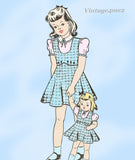 1950s Vintage Anne Adams Sewing Pattern 4277 Baby Girls Dress w Matching Doll Sz2