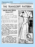 Mail Order 4577: 1940s Misses WWII Dress & Hat Sz 33 B Vintage Sewing Pattern