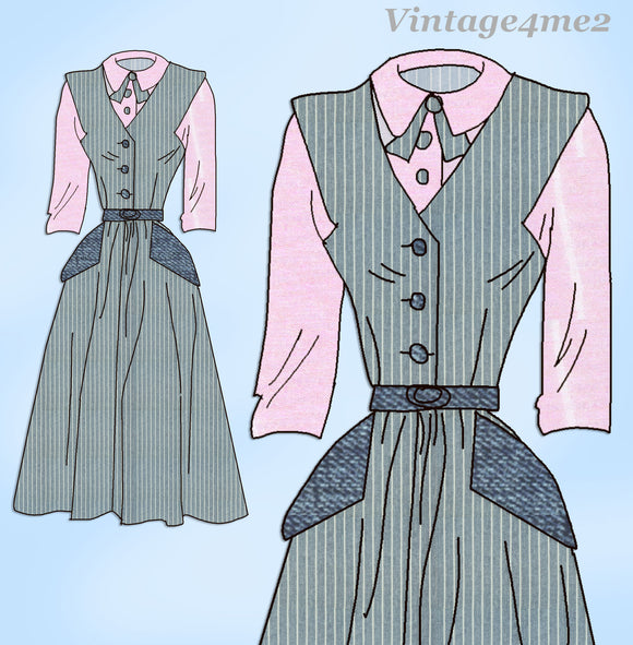 Anne Adams 4616: 1940s Uncut Misses Jumper & Blouse Sz 34 B Vintage Sewing Pattern