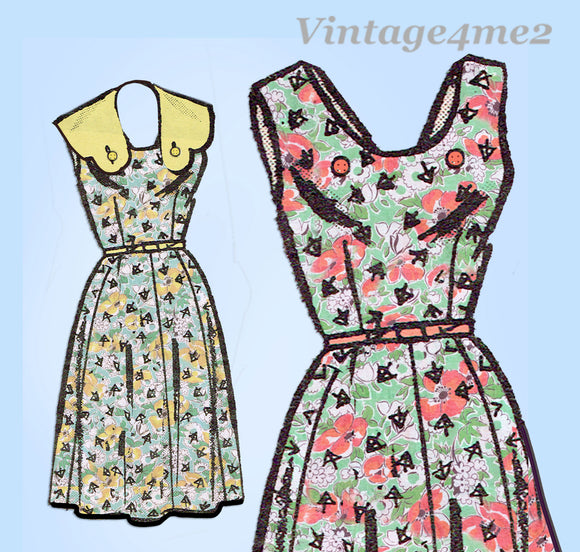 Anne Adams 4674: 1960s Misses Sun Dress w Collar Sz 43 B Vintage Sewing Pattern