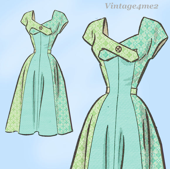 Anne Adams 4699: 1950s Glamorous Misses Cocktail Dress 34B Vintage Sewing Pattern