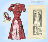 Mail Order 4709: 1940s Misses WWII Dress & Hat Sz 29 B Vintage Sewing Pattern