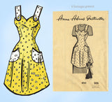 Anne Adams 4743: 1940s Cute Misses Full Bib Apron Sz LRG Vintage Sewing Pattern