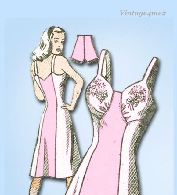 1940s Vintage Anne Adams Sewing Pattern 4744 Misses Bra Top Slip & Tap Panties 36B