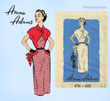 1950s Vintage Anne Adams Sewing Pattern 4751 Uncut Misses Slender Dress Sz 32 Bust