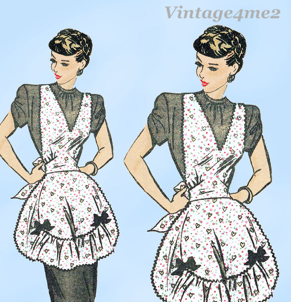 Anne Adams 4784: 1940s Uncut Misses Full Bib Apron Sz SM Vintage Sewing Pattern
