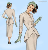 1940s Vintage Anne Adams Sewing Pattern 4824 Stunning Misses Peplum Suit 34 B