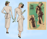 1940s Vintage Anne Adams Sewing Pattern 4824 Stunning Misses Peplum Suit 34 B