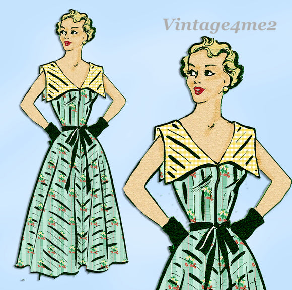 Anne Adams 4854: 1950s Misses Casual Sun Dress Sz 36 B Vintage Sewing Pattern
