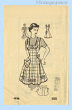 Anne Adams 4886: 1950s Darling Misses Full Bib Apron Sz MED Vintage Sewing Pattern