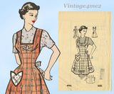 Anne Adams 4886: 1950s Darling Misses Full Bib Apron Sz MED Vintage Sewing Pattern