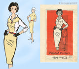 1950s Original Vintage Anne Adams Pattern 4906 Rockabilly Wiggle Dress UNCUT 38B