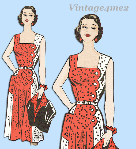 1950s Vintage Anne Adams Sewing Pattern R-4688 Chic Misses Sun Dress Sz 34 B