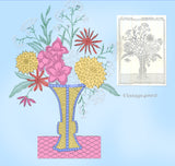 1930s Vintage Alice Brooks Embroidery Transfer 5333 Uncut Daisies Dahlias Vase