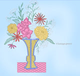 1930s Vintage Alice Brooks Embroidery Transfer 5333 Uncut Daisies Dahlias Vase