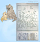 1930s Vintage Alice Brooks Embroidery Transfer 7185 Uncut Cat & Kitten Needle Painting Panel