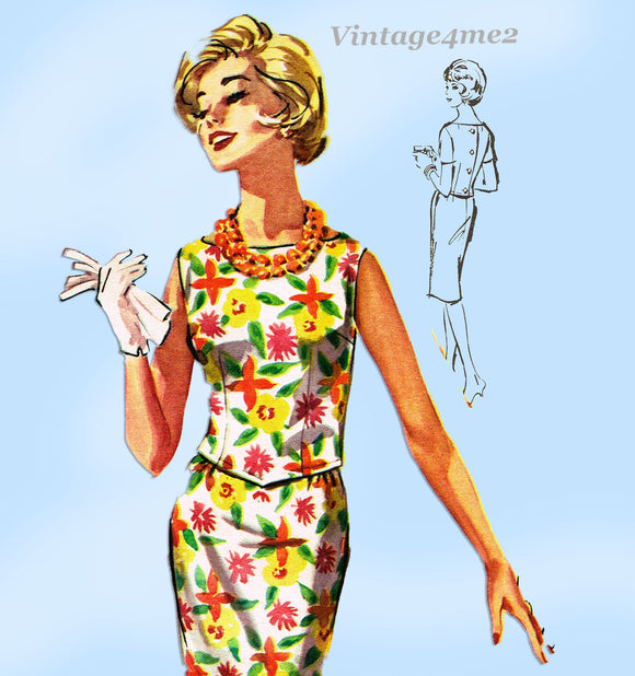 Advance 2877: 1960s Uncut Misses 2 Piece Dress Sz 36 B Vintage Sewing Pattern