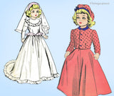 1940s Vintage Advance Sewing Pattern 5002 15in Little Girl Bridal Doll Clothes
