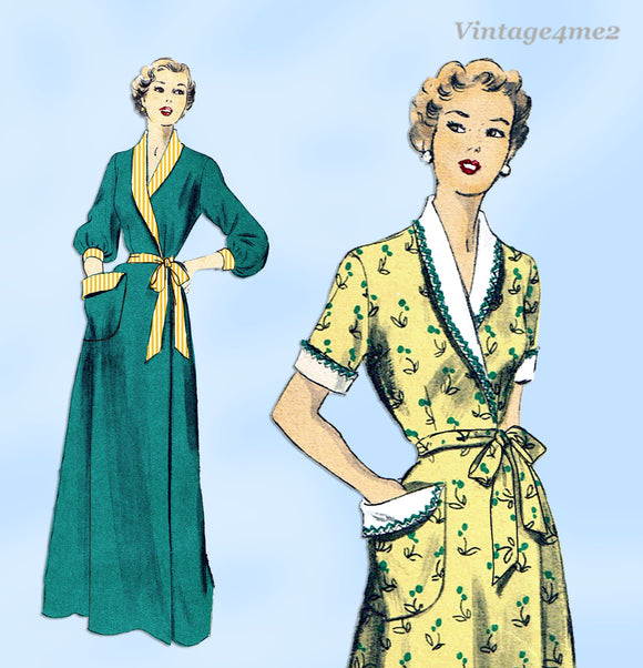 1950s Vintage Advance Sewing Pattern 5371 Uncut Misses Housecoat Sz 32 Bust