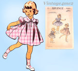 Advance 5467: 1950s Cute Uncut Toddler Girls Dress Sz 3 Vintage Sewing Pattern